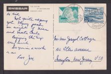 Flugpost Flugzeug Ansichtskarte Genf Schweiz 1952 Swissair New Jersey USA