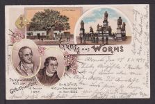 Ansichtskarte Worms Rheinland-Pfalz Litho div. Ansichten Luther Bensheim Hessen