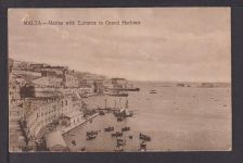 Malta Ansichtskarte Grand Harbour Valletta nach Lübeck mit schöner MIF Krönung