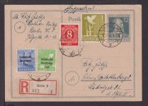 All. Besetzung MIF SBZ R Ganzsache Stephan UPU + Taube Berlin W8 Charlottenburg