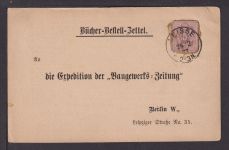 Deutsches Reich Ganzsache Ganzsachenausschnitt GAA Neisse Schlesien Bücherzettel