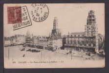 Ansichtskarte Calais Frankreich Place d Armes Beffrot 1929 Noyon