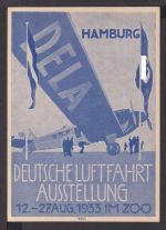 Flugpost airmail selt. Flugkarte DELA Luftfahrt Ausstellung Hamburg im Zoo SST