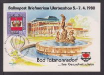 Philatelie Flugpost Airmail Ballonpost Österreich Europa SST Bad Tatzmannsdorf