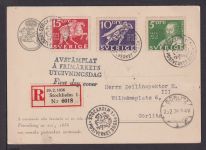 Schweden Einschreibe Ansichtskarte Stockholm Postverkehr 300 Jahre FDC nach