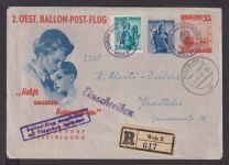 Flugpost Einschreibe Ganzsache Wels Salzburg Österreich 2. Oest. Ballon Post
