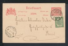 Ganzsache Weltevreden Niederländisch Indien 1908 Bern Schweiz