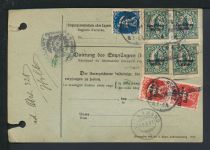 Bayern Paketkarte MIF Bayern Abschied Lauf an der Pegnitz 1921 Valamand Schweiz