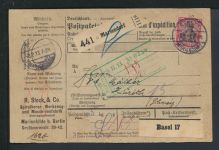 Deutsches Reich Paketkarte Berlin 1913 Zürich Schweiz