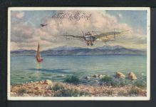 Flugpost schöne alte Ansichtskarte Ostern Flugzeug 1918 Bozen Südtirol Italien