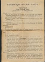 Merkblatt Bestimmungen Zivil- u. Kriegsgefangene in Frankreich und Kolonien