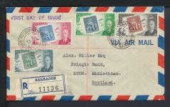 Flugpost Air Mail R-Brief Übersee Barbados Midlothian Schottland Großbritannien