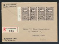 Schweiz R Brief MEF 416 8er Block mit Druckdatum Bern nach Zollikon 16.12.1943