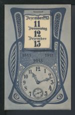 Deutsches Reich Privatganzsache Kalenderblatt in Jugendstil Uhr Leipzig 11.12.13
