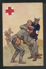 Deutsches Reich Privatganzsache Rotes Kreuz WST + Offizielle Postkarte durchbalkt