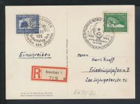 Deutsches Reich Flugpost 669-670 auf Ansichtskarte Graf Zeppelin General der