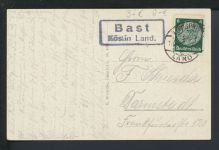 Deutsches Reich Bast über Köslin Pommern Ostgebiete Polen Landpoststempel