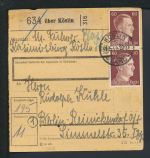 Deutsches Reich Paketkarte Köslin Pommern Ostgebiete Polen Landpoststempel