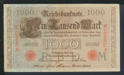Kaiserreich Geldschein Banknote Reichsbanknote Deutsches Reich 1000 Reichsmark
