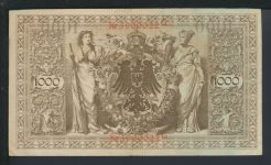 Kaiserreich Geldschein Banknote Reichsbanknote Deutsches Reich 1000 Reichsmark