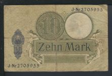 Kaiserreich Geldschein Banknote Reichskassenschein 10 Reichsmark 6.10.1906