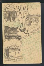 Patriotik Ansichtskarte Straßburg Frankreich Soldaten Krieg nach Weida bei Riesa