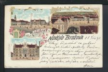 Jugendstil Litho Ansichtskarte Nového Bydžova Tschechien Budweis KuK 1898