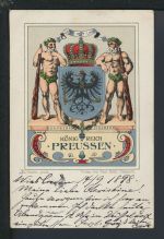 Litho Ansichtskarte Wiesbaden Hessen Königreich Preussen Adler Brustschild Hamburg