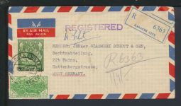 Flugpost Airmail R-Brief Pakistan Karachi Mainz Rheinland-Pfalz