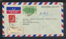 Flugpost Airmail R-Brief Pakistan Karachi Mainz Rheinland-Pfalz