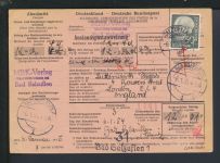Bund Brief EF 50 Pfg Heuss Auslandspostanweisung Bad Salzuflen NRW London