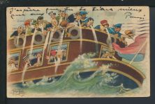 Arthur Thiele Kunst seltene Künstler Ansichtskarte Jugoslavien Boot Humor mit