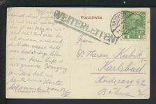 Ansichtskarte Krynica Polen Karlsbad Tschechien KuK Stempel L1 weitergeleitet
