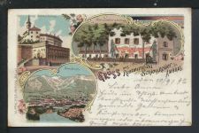 Litho Ansichtskarte Ambras Österreich Restaurant Schlosskeller München Bayern