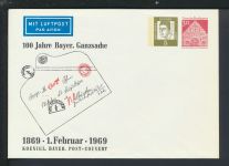 Bund Privatganzsache Flugpost Airmail 2 Wst 100 Jahre Bayer. Ganzsache 1969