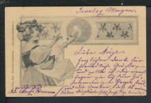 Jugendstil Künstler Ansichtskarte Mädchen mit Glas Verlag Theo Stroefer Hannover