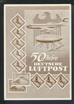 Zeppelin + Flugzeug Bund MEF Friedenstauben Europa Ansichtskarte Flugpost Airmail
