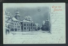 Mondschein Winter Ansichtskarte Bad Salzuflen NRW Barntrup Lippe 1898