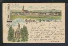 Litho Ansichtskarte Schötmar Lippe NRW Hermanns Denkmal Lage 1898