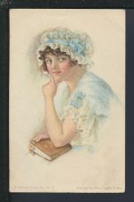 Künstler Ansichtskarte Russland Alice Luelle Fidler Junge Frau mit Buch 1915