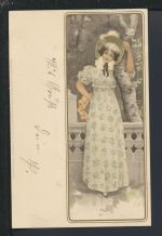 Jugendstil Künstler Ansichtskarte Meissner & Buch Serie 1053 Junge Dame im Park