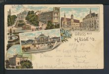 Litho Ansichtskarte Halle Saale Sachsen-Anhalt Pomenade Theater Leipzig Sachsen