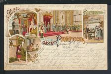 Tolle + selt. Litho Ansichtskarte Berlin Gastans Panopticum Görlitz Sachsen 1899