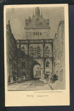 Radierung Kunst Ansichtskarte Danzig Ostgebiete Polen Langgasser Tor Gustavsburg in