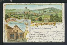 Litho Ansichtskarte Schwalenberg Lippe NRW Kolonialwaren Lesemann Alston Cumberland