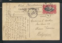 Schiffspost selt. Ansichtskarte Belgisch Kongo Dison Belgien 1911