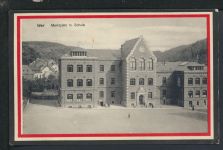Ansichtskarte Idar Rheinland-Pfalz Marktplatz m Schule Feldpost Essen NRW