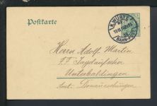Bahnpost Ganzsache Deutsches Reich Baden-Württembeg Unterbaldingen Z455