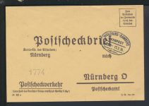 Bahnpost Postscheckbrief Deutsches Reich Bayern Würzburg Bamberg Zug 286
