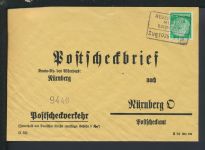 Bahnpost Postscheckbrief Deutsches Reich Bayern Regensburg Hof Zug 1025